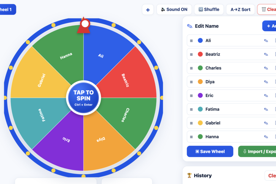 Spin the Wheel – Random Name Picker & Wheel Spinner